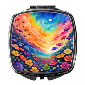 Colorful Petunias Compact Travel Makeup <b>Mirror</b> Folding <b>Handheld</b> Design Gift for Women and Girls - Product Image 1