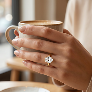 Elegant Oval Moissanite Wedding Cocktail <b>Ring</b> Gold Tone Silver Band Brilliant Solitaire <b>Statement</b> <b>Ring</b> <b>Women</b> Luxury Fine Jewelry - Product Image 1