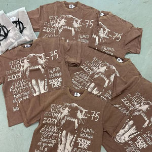 T-shirt graphique personnalisé effet vieilli, coupe oversize à épaules tombantes, avec empiècements patchwork, col montant, en tissu épais, délavé à l'acide - Product Image 4