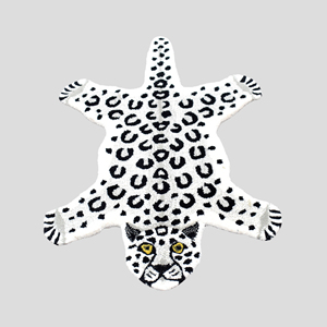 Tapis de sol pour enfants, moderne, tufté à la main, en forme de léopard des neiges blanc, tapis décoratif mignon en forme de silhouette de guépard sauvage - Product Image 6
