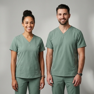 Custom logo High Quality Canvas Medical Uniforms V-Neck <b>Scrubs</b> <b>Top</b> Breathable Anti-Wrinkle Unisex Healthcare Professionals - Product Image 1