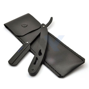 มีดโกนคุณภาพสูงพร้อมซองใส่ มีดโกนแบบพับได้ใบมีดเดี่ยวสไตล์วินเทจ มีดโกนตรงสำหรับช่างตัดผม อุปกรณ์ตกแต่งทรงผม - Product Image 1