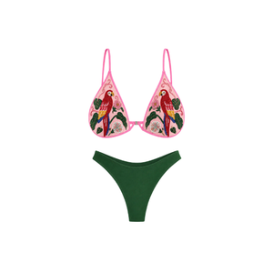 Conjunto de Bikini Beige con Cuentas y Bordado de Animales para Mujer, con Detalle de Lazo y Escote en V, Conjunto de Bikini de Alta Calidad, Ropa de Playa - Product Image 3