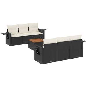 Conjunto de sofás de jardín de ratán PE negro modular de 7 piezas - Product Image 2