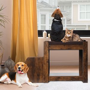 Letto a castello multi-livello per animali domestici con gradino rimovibile, postazione sul davanzale e tappetino antigraffio per cani e gatti, giocattoli da masticare - Product Image 1