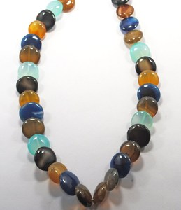 Cuentas sueltas de chalcedonia natural multicolor en forma de moneda, hilo de piedras preciosas para la fabricación de joyería al por mayor. - Product Image 3