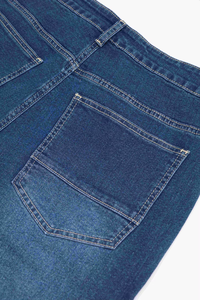 Pantalones Vaqueros de Moda, Ajustados, de Alta Calidad, Hechos en China, OEM, Tallas Grandes, para Hombre, de Mezclilla Lisa, de Algodón, Estilo Stacked - Product Image 4