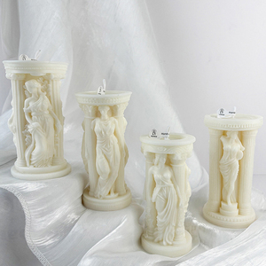 Vela de Pilar hecha a mano, respetuosa con el medio ambiente, estatua de Atenea, vainilla perfumada, decoración del hogar con temática de mitos, boda, Diwali, Pascua, venta al por mayor - Product Image 1