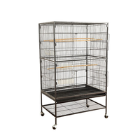 Grande cage d'élevage pour perroquets en métal à double couche avec plateau en plastique, cage à oiseaux portable pour usage domestique, noire