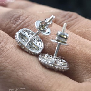 925 <b>Sterling</b> <b>Silver</b> Moissanite Diamond Iced Out Round <b>Stud</b> <b>Earrings</b> Mens Hip Hop Luxury Bling Handmade Setting Gift Jewelry <b>Sets</b> - Product Image 2