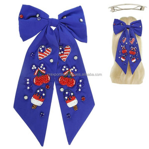 Satin perlé Cheer cheveux arc pour filles mégaphone mousse doigt strass esprit accessoire pour équipes scolaires enfants fête de mariage - Product Image 5