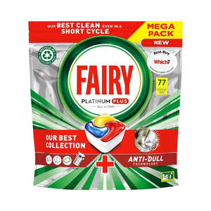 แท็บเล็ตทำความสะอาดเครื่องล้างจานแฟรี่ แพลตตินั่ม พลัส ออลอินวัน กลิ่นเลมอน 77 เม็ด ประสิทธิภาพการทำความสะอาดที่ดีที่สุดเพื่อความสะอาดเหมือนใหม่ ขจัดคราบฝังแน่น - Product Image 5