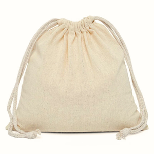 Organic Cotton Muslin <b>Drawstring</b> <b>Pouch</b> Custom Logo Gift Packaging Bag Jewelry Clothing Packaging Wholesale Supplier Bulk - Product Image 1