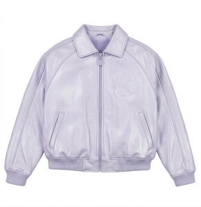 2021 Arrival Unisex Design Color Block Men Genuine Leather <b>Jacket</b> Custom High Quality Winter Stand Collar Breathable Windproof - Product Image 3