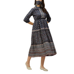 Women Printed Frock Stylish Print Ladies Long <b>Dress</b> Soft Lightweight Fabric Elegant Comfortable Casual Wear Frock - Product Image 4