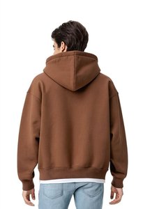 Sudadera con Capucha Extra Grande para Hombre, Color Marrón Oscuro, Felpa de Algodón, Diseño Casual con Bolsillos, Ropa de Otoño - Product Image 2