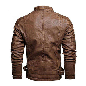 Veste en cuir véritable pour homme de qualité supérieure avec col montant et fermeture éclair, coupe-vent et respirante, en cuir de vachette pour l'hiver - Product Image 6