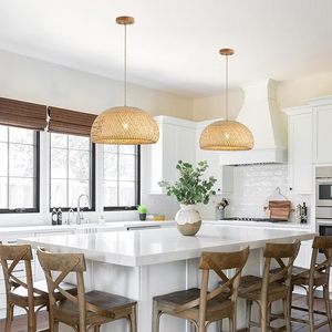 Abat-jour rond en osier naturel tressé à la main pour suspension luminaire, idéal pour salle à manger, hôtel, complexe hôtelier, vente en gros - Product Image 6