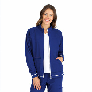Veste de travail pour infirmière à fermeture éclair sur le devant, 100% coton, respirante, confortable, uniformes de travail pour hôpital - Product Image 6