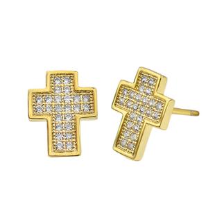Élégantes boucles d'oreilles clous en diamant de laboratoire croisé, en argent sterling 925, bijoux étincelants et brillants - Product Image 1