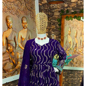 Vestido Anarkali con Bordado, Conjunto de Pantalón y Dupatta para Fiestas Indias y Pakistaníes - Product Image 2