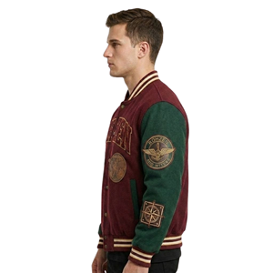 Chaqueta Varsity de Lana y Cuero para Hombre de Alta Calidad, Personalizada ODM OEM, Chaqueta Letterman Hecha a Mano con Parches Bordados, Ropa Urbana - Product Image 3
