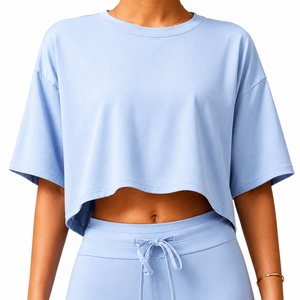 T-shirts courts pour femmes de haute qualité, en coton doux et respirant, mode estivale, crop top, fournisseur en gros, OEM personnalisé, t-shirts courts pour femmes - Product Image 1