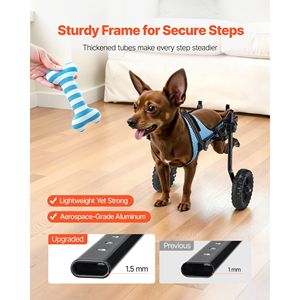 Carrozzina Manuale Leggera per Cani con 2 Ruote Regolabili e Ammortizzatori per Supporto della Mobilità e delle Zampe Posteriori - Product Image 4