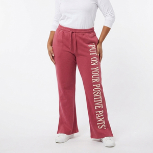 Pantalon évasé pour femme, taille à cordon, jambe large, en molleton, longueur intégrale, style jogging ample, pour l'hiver - Product Image 1