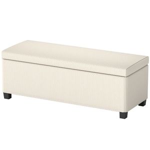 Sgabello da Comodino Beige con Spazio di Archiviazione, Pratici Pouf e Sgabelli - Product Image 5