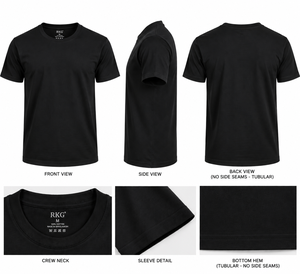 T-shirt tubulaire 100 % coton pour homme, col rond, manches courtes, couleur unie, coupe classique, tricot jersey décontracté, design vierge - Product Image 1