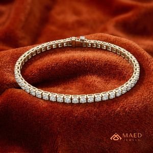 Pulsera de tenis de moissanita con corte brillante chapada en oro de 18 quilates para mujer, estilo hiphop, lujo de Beverly Hills, para compromiso, aniversario o fiesta - Product Image 3