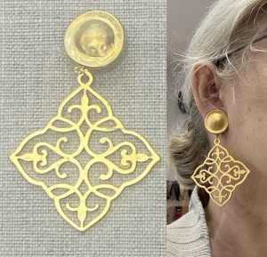 Boucles d'oreilles en plaqué or pour femmes, boucles d'oreilles pendantes en résine agate bohème, élégantes, mode naturelle, rose vif - Product Image 2