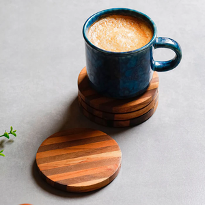 Handmade Wooden Drink Coaster Set Natural Wood Tea Coffee <b>Cup</b> <b>Mat</b> for Home Kitchen Restaurant Table Decor - Product Image 3