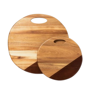 Grande planche à découper en bois naturel durable avec poignée ergonomique, rainure pour jus, conteneurs, couvercles, râpes et ensemble de blocs à découper - Product Image 1