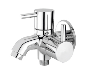 ก๊อกน้ำติดผนังแบบ 2 in 1 ทนทาน พร้อมหน้าแปลนชุบโครเมียม ก๊อกน้ำร้อนน้ำเย็นสำหรับอ่างล้างหน้าในห้องน้ำ ใช้ในงานประปาอุตสาหกรรม - Product Image 1