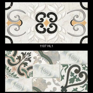 Azulejos de Porcelana Cerámica Vistaar para Interiores, Acabado Rústico Vintage Brillante, Diseño Floral, 300x600mm, Resistentes al Ácido - Product Image 1