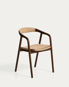 Chaise de salle à manger en teck massif de qualité supérieure avec assise en rotin tressé à la main – Fauteuil de style scandinave pour restaurant, café, hôtel - Product Image 1