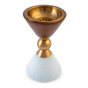 Hybrid Wood Ceramic <b>Hookah</b> Bowl Modern Shisha Accessory Polished Wooden Top Brass Insert Clay Base Durable Heat Resistant - Product Image 2