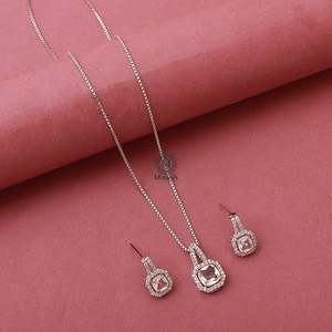 Everly CZ Designer Pendant Set-Gold Plated Fashion Jewelry with Ruby and Zircon for Wedding and Festival - Product Image 2