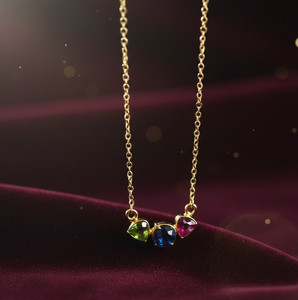 Collier en argent sterling 925 plaqué or 18 carats avec pierres multicolores rondes et trilobées de 10 mm, chaîne de 16 pouces - Product Image 1