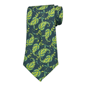 Corbata Benon Premium Verde Paisley 100% Seda para Hombre, Corbata con Estampado Floral de Lujo, Ecológica, en Caja de Regalo, Accesorio Formal para Negocios - Product Image 1
