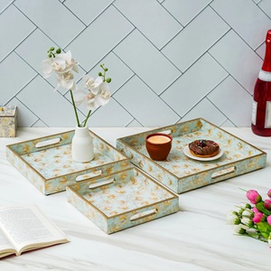 Bandeja de Mármol Blanco con Impresión UV de Lujo Personalizada de Fábrica, Bandeja de Servicio de Alta Calidad para Restaurante, Bandeja de Cocina Rústica Esmaltada - Product Image 4