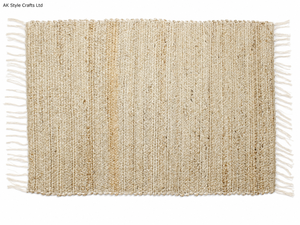 Recycled Cotton Woven Modern <b>Placemat</b> Jute Look <b>Rectangle</b> with Fringe Non-slip Backing for Home Wedding Dining Table Decor - Product Image 3
