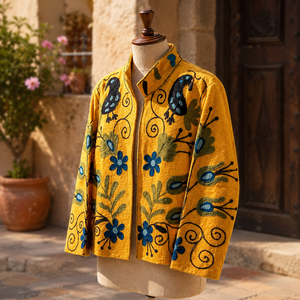 Women's Reversible Suzani Velvet Winter Jacket Handmade Floral Embroidered Boho Ethnic Luxury Warm Designer Outerwear <b>Coat</b> Wear - Product Image 4