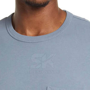 T-shirts unis à poche de haute qualité en coton, marque privée, en gros - Product Image 5