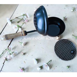 Quemador de Incienso de Metal y Hierro de Diseño Moderno, con Mango de Madera, Forma Redonda, Diseño de Malla, Acabado Bronce, Decoración de Mesa para el Hogar - Product Image 3