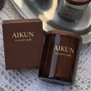 Bougie en verre aromatique de luxe AIKUN, emballage personnalisé avec logo, parfum pamplemousse, pour la décoration de la maison, les hôtels et les fêtes - Product Image 1