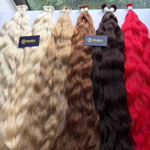 RUSA HAIR Bulk Hair Extensions 100g Vietnamese Human Virgin Hair Super Double Drawn No Synthetic Blond Color - Product Image 4