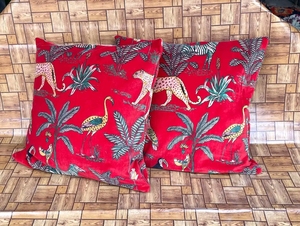 <b>Red</b> Animal Print Velvet Cushion Cover Square <b>Throw</b> Pillowcase Decorative Sofa Hotel Home Decor - Product Image 2